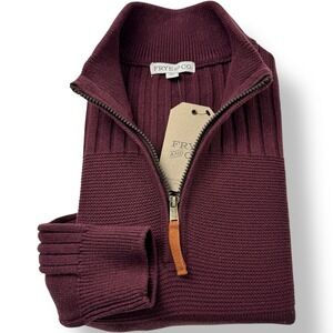 Frye & Co Burgundy ¼ Zip Cotton Acrylic Pullover Sweater Men's Size Medium NWT